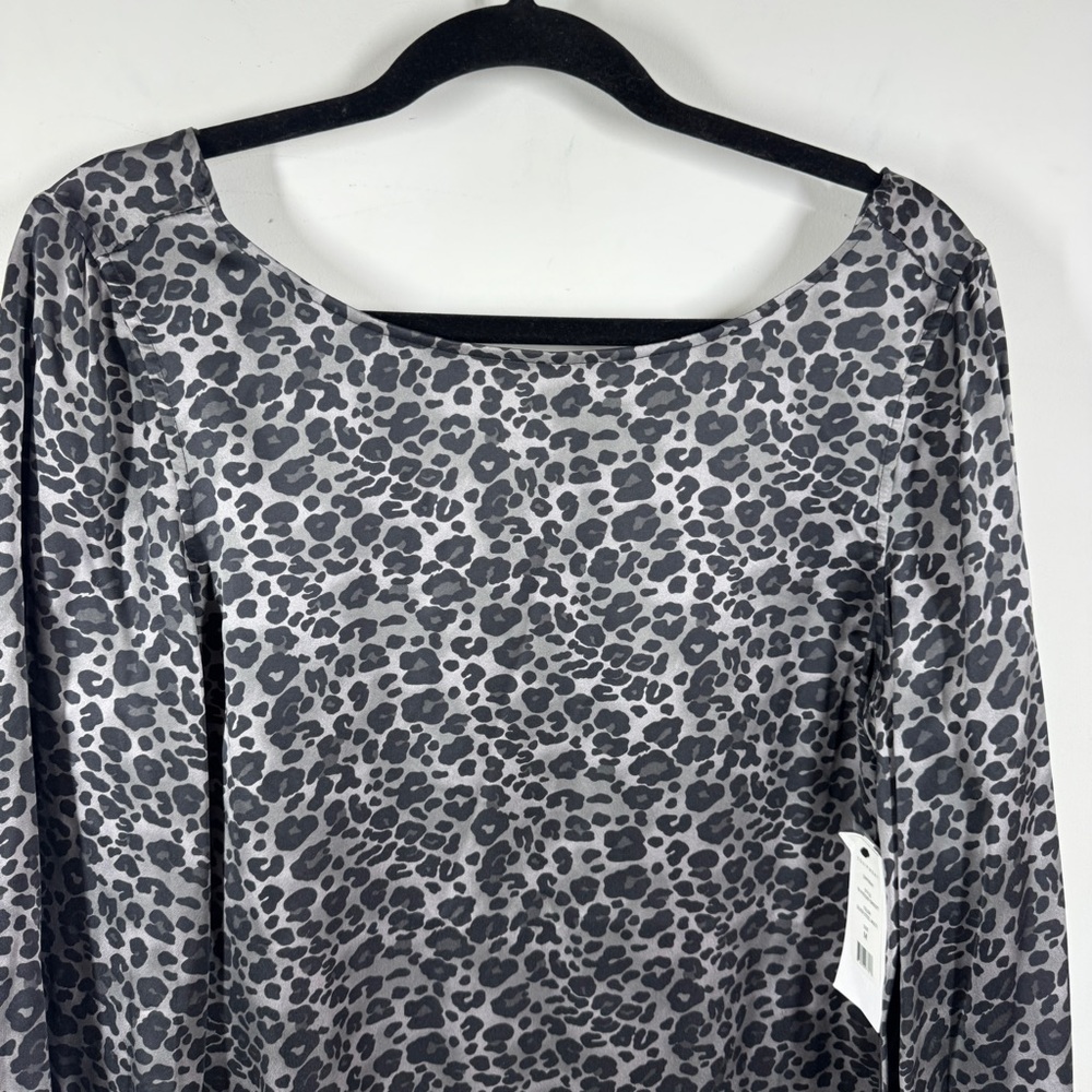 Equipment Leopard Print Silk Dress Gray Black Size M V Neck Luxe Casual Chic - Picture 3 of 11